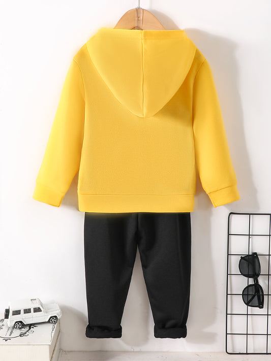 Casual Graphic Hoodie and Pants Set