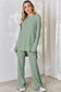 Light Green Color  Full Size Ribbed High-Low Top and Wide Leg Pants Set