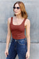 Full-size brown tank with comfortable wide straps