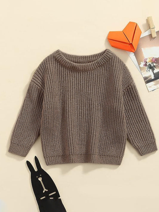 Brown Color Round Neck Long Sleeve Sweater