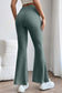 Green Color Full Size Ribbed High Waist Flare Pants