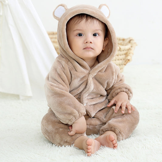Light Brown Color Flannel Romper Child Bear Jumpsuit 