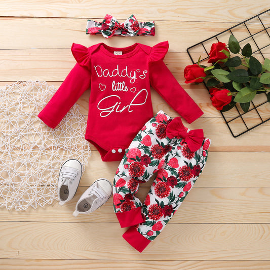 Clothing Baby Girl Long-sleeved Alphabet Romper Suit