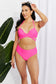 Stylih Pink Color  Splash Halter Bikini Set For Women