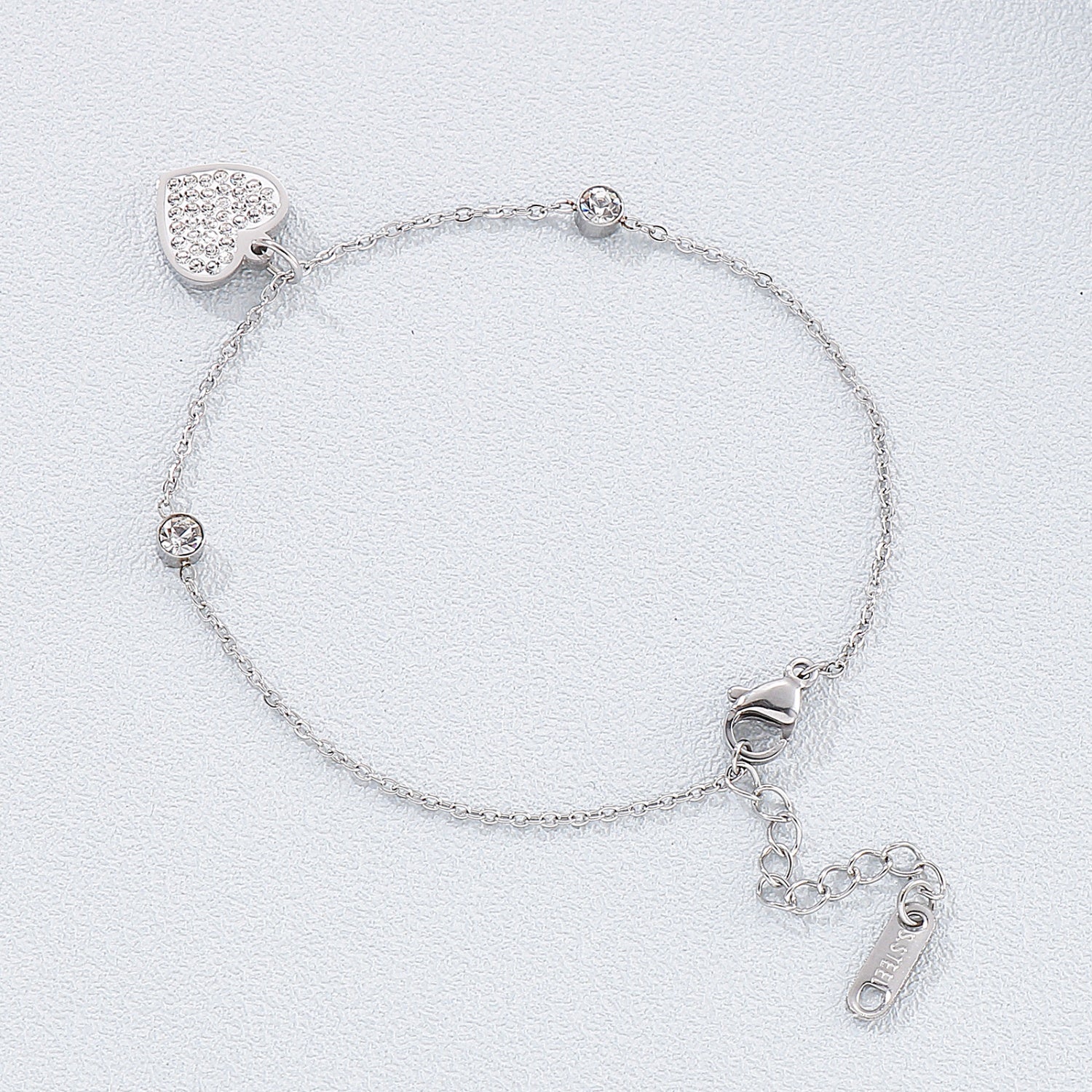 Silver Titanium Steel Heart Bracelet