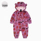 Purple Color One-piece Zipper Hooded Sweater For Children