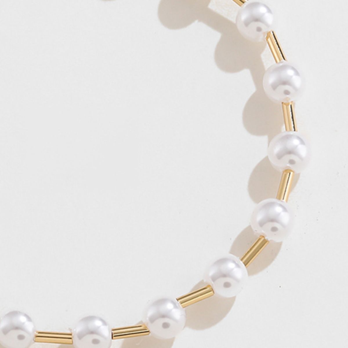 Stylish Gold-Plated Pearl Copper Bracelet