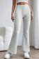 Textured White Color Waist Flare Pants
