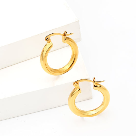 Stylish Gold-Plated Copper Huggie Earrings