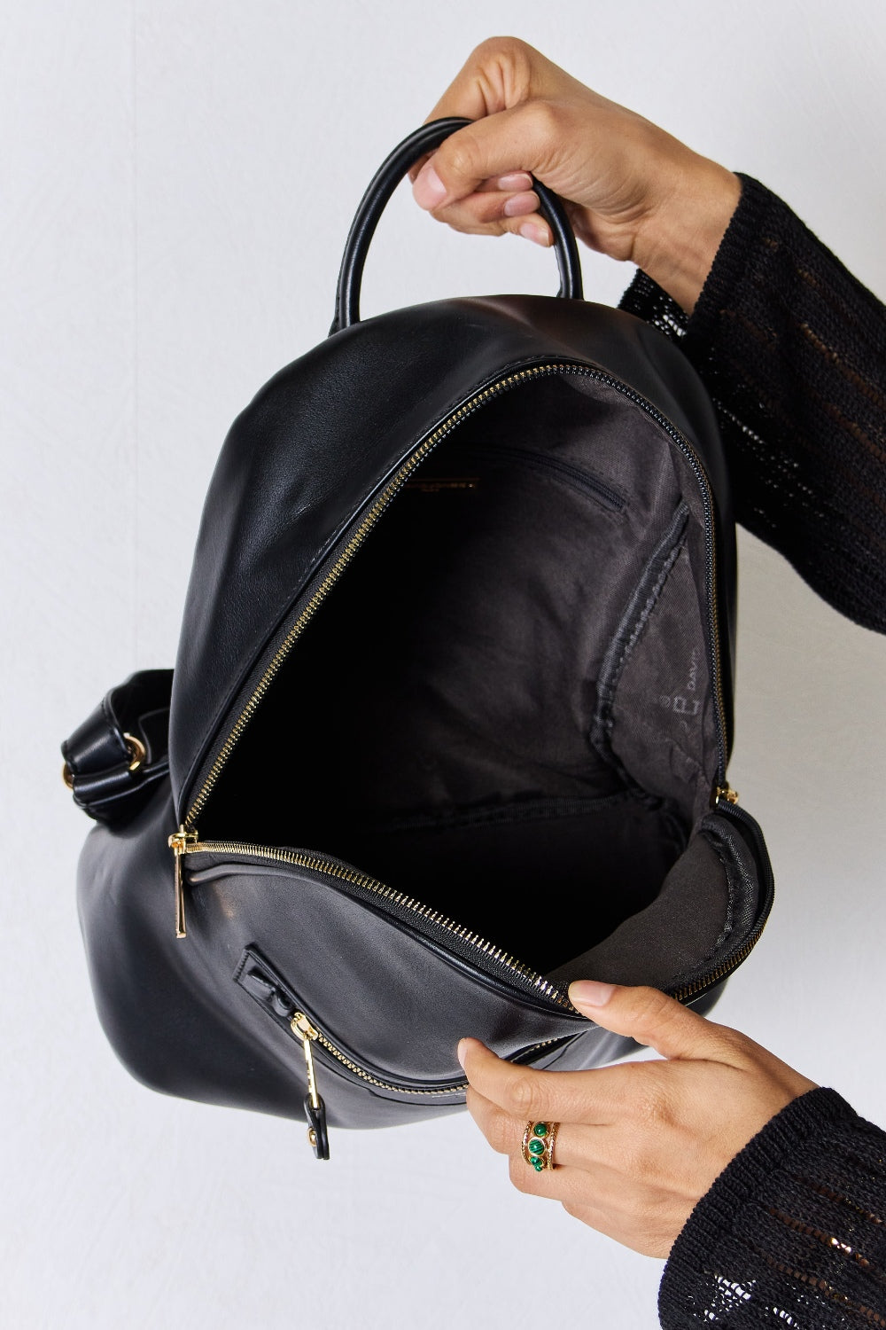 David Jones PU Leather Backpack - Trendy Design